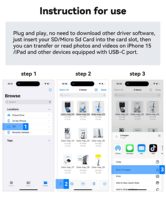 Lector de Tarjetas SD USB-C para iPhone 15 y 16, Plug and Play, Sin Necesidad de Aplicaciones, Visor de Cámaras de Seguimiento, Cámaras de Caza y Cámaras de Coche