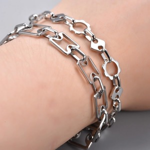 Pulsera Geométrica de Acero Inoxidable para Hombre y Mujer, Estilo Hip Hop, Rock, Punk, Color Plateado, Tobillera, Brazalete, Joyería Metálica - Product Image 4