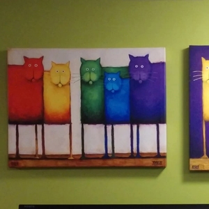 100% Hand Painted Abstract <strong>Pussy</strong> Oil Painting on Canvas Lovely rainbow Cat Abstract Cat <strong>Pussy</strong> Oil Painting - Product Image 3