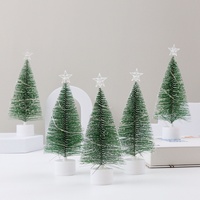 Mini sapin de Noël artificiel à LED avec guirlande lumineuse, sapin de pin avec base, décoration de table, décorations de Noël, fête du Nouvel An, décorations pour la maison