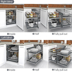 Accessoires de rangement compactes en gros : Organisateurs de placard inférieur à montage inférieur Lazy Susan, 2 niveaux, tiroir d'<span class=keywords><strong>angle</strong></span> magique Cupoabord - Product Image 5