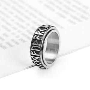 Soulager L'anxiété Acier Inoxydable Fidget Bande Anneaux Rune <span class=keywords><strong>Alphabet</strong></span> <span class=keywords><strong>Viking</strong></span> Spinner L'anxiété Anneau pour Hommes Femmes - Product Image 3