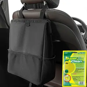 Foldable Design Water Proof Oxford Vehicle Headrest Hanging Storage Bag Car Trash Can with Leakproof PEVA Lining