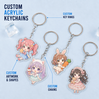 Porte-clés en acrylique miroir avec feuille arc-en-ciel, design personnalisé accepté pour les fans d'anime, impression UV de précision
