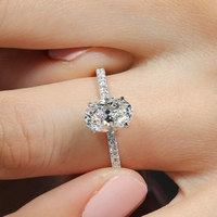 Bague de fiançailles en or blanc massif 10K/14K/18K avec diamant de laboratoire CVD/HPHT certifié IGI, taille ovale 1 carat, sertie pavé