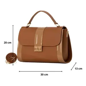 Sac cabas pour femme Fana Clara M3857, couleur camel, en rotin, grande capacité, style décontracté, deux poignées, fermeture à loquet - Product Image 3