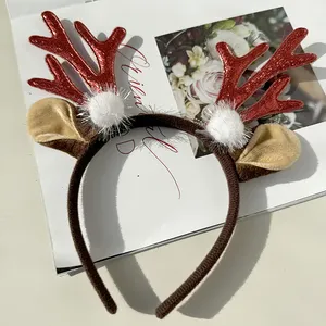 Christmas Deer Reindeer Antler Headband Party Christmas Hair Buckle Cstmas Holiday Party Theme Dress Up Girls Hair Hoop