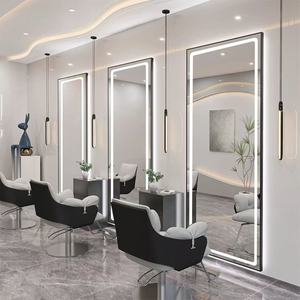 ตู้กระจกสีทองพร้อมไฟ LED สุดหรู สถานีกระจกเดี่ยวสำหรับร้านทำผม ร้านตัดผม เฟอร์นิเจอร์เสริมสวย - Product Image 4