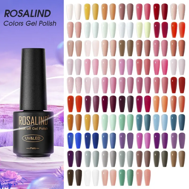 ROSALIND nuovi arrivi semi permanente autunno inverno vegano glitter 150 colori gel smalto per unghie oem all'ingrosso ammollo uv led gel