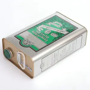 Customized 3L F-style Square Olive Oil Tin Can With Large Punching For Food Oil Cooking Oil