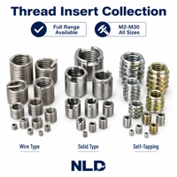 NLD Flanged Fully Threaded SS304 Slotted M22*2.5-1.0D Self-tapping Threaded Inserts Wire Thread Insert