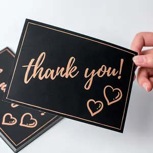 luxury custom CMYK printing gold foil thank you cards tarjeta beautiful thank you for supporting my small business card