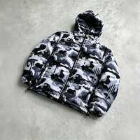 Veste matelassée à capuche unisexe surdimensionnée et courte avec logo personnalisé, motif camouflage, imprimé Drip Camo, poignets ajustables