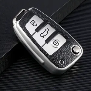 Leather for Audi Folding Key Fob Cover,Compatible with Audi A1 A3 A4 A6 A8 Q2 Q3 Q7 S3 S6 R8 TT TTS RS3 RS6 Flip key case