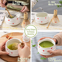 Ensemble de thé Matcha en céramique chinoise bol de poudre de thé vert avec fouet en bambou Scoop tamis fouet Kit pour servir profiter de votre thé