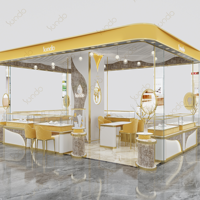 Stand d'exposition personnalisé Sundo pour salon professionnel, design unique de kiosque à bijoux en or, design de vitrine à bijoux