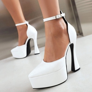 Sandalias de Mujer de Charol con Tacón Súper Alto y Plataforma Gruesa, Zapatos de Fiesta con Punta en Pico, Elegantes y Sensuales - Product Image 2