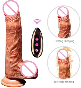 逼真假阳具无线振动器伸缩液体硅胶加热皮肤感觉逼真超大阴茎g点性玩具