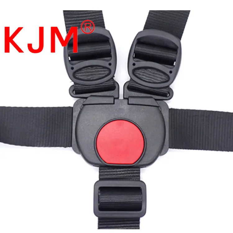 Ceinture de harnais KJM à 5 points avec fermeture centrale en plastique, boucles à insertion pour poussette de bébé