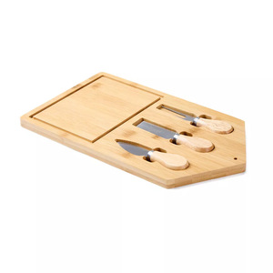 Ensemble de planches à fromage en bambou avec couteau, fourchette et cuillère 40x25cm antidérapant et antibactérien pour servir le fromage - Product Image 5