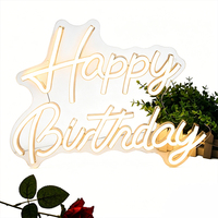 Enseigne LED néon Joyeux Anniversaire - Alimentation par piles/USB, étanche IP65, pour publicité intérieure, décoration de fête et événementielle, lettres personnalisables
