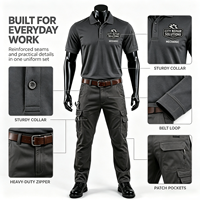 Ensemble uniforme de travail personnalisé pour mécanicien automobile, polo à manches courtes résistant à l'huile, pantalon de travail multi-poches pour ateliers de réparation