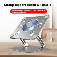 Support d'ordinateur portable en aluminium réglable avec ventilateur de refroidissement, ergonomique, pliable et portable pour bureau et studio