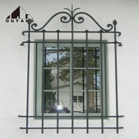 QUYANG, decoración exterior personalizada, barandillas de ventana occidental, barandilla de Metal, protector de VENTANAS DE HIERRO fundido negro