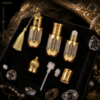 Flacons roll-on de luxe en verre octogonal doré 6 ml avec bouchon lanterne vintage pour huiles essentielles et parfums