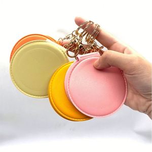 Llaveros Redondos de Viaje Personalizados Baratos, Llavero de Cuero PU Compacto y Portátil con Espejo Cosmético - Product Image 4
