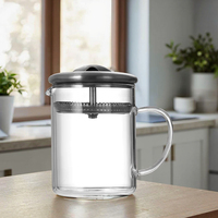 Ensemble de théière en verre borosilicate résistant à la chaleur, capacité de 450 ml et 600 ml, pour infuser le café et le thé, bouilloire en verre transparent