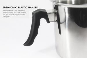Pentola da Cucina in Acciaio Inossidabile a Doppia Parete da 1.6L con Fischietto, Pentola per Latte e Salse, Pentola per Bollire il Latte con Coperchio, per Candele e Sapone - Product Image 6