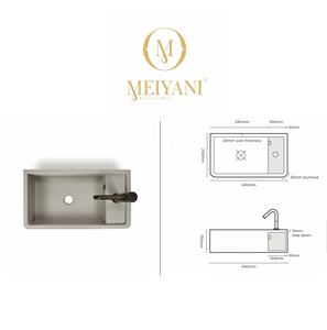 Lavabo de Pared de Cemento y Hormigón MEIYANI Nood para Baño - Product Image 3