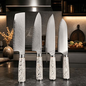 Ensemble <span class=keywords><strong>de</strong></span> couteaux <span class=keywords><strong>de</strong></span> chef ZHIYUAN <span class=keywords><strong>de</strong></span> haute qualité en acier Damas, lames en acier inoxydable <span class=keywords><strong>de</strong></span> 7/8 pouces, forgées à froid, pour une utilisation domestique en cuisine - Product Image 1
