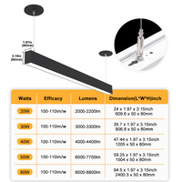 Plafonnier linéaire LED homologué UL, CCT réglable, montage en surface, pour bureau, hôtel, commerce, clinique médicale