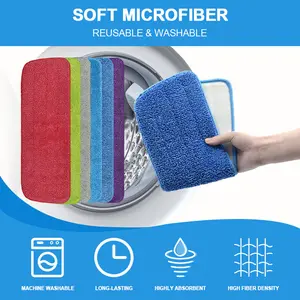 DS2874 Household Microfiber Mop Pads Replaceable Hands-free Spray Mop Head Wet And Dry Flat Pads Mop Refill