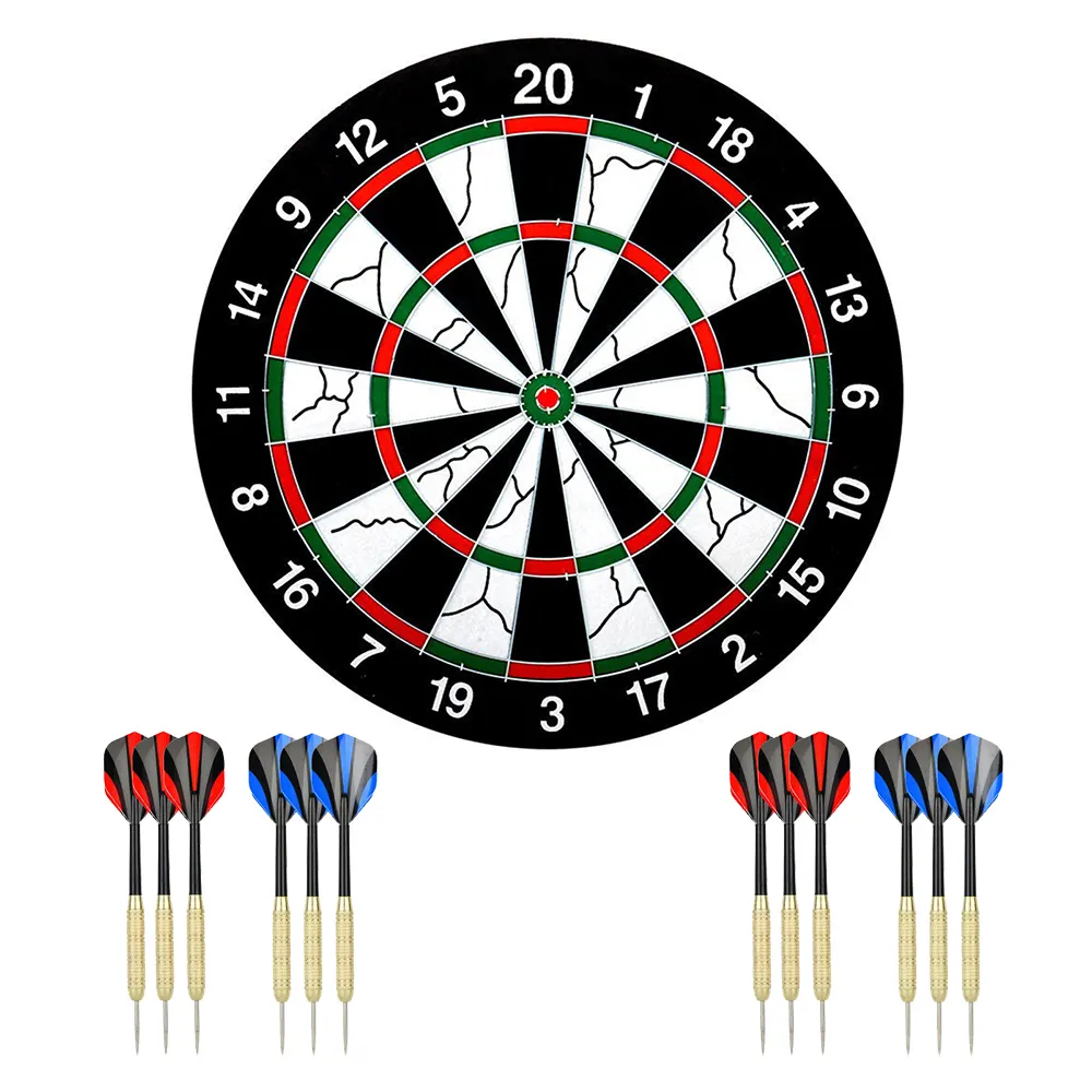 Double-Sided Dart Board Set Paper Flocking 12 polegadas 15 polegadas 17 polegadas Estilo Clássico Dartboard com 6pcs Dardos para Indoor party game