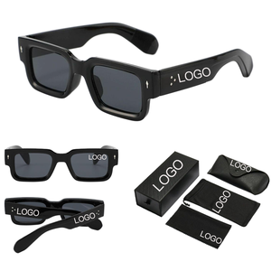 2025年高品質ヴィンテージサングラス高級スクエアデザイナーサングラス男性用カスタムロゴおしゃれな色合い - Product Image 1