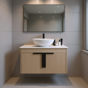 Mobile Bagno Moderno da 30 Pollici in Rovere Bianco con Lavabo in Ceramica e Ante con Chiusura Ammortizzata - Product Image 2