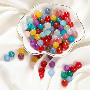 Perles de verre rondes de 10 mm, perles en vrac pour la fabrication de bracelets, imitation jade agate, accessoires de bijoux DIY, vente en gros - Product Image 1