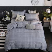 Parure de lit 4 pièces en tissu polyester brossé durable, imprimé floral réactif, draps plats, housse de couette 4