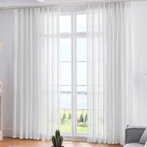 Nuevo Material de calidad de Hotel, tela de gasa sólida, cortinas transparentes de lino blanco para la sala de estar, dormitorio, cortina transparente de tul - Product Image 1