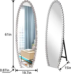 Hiện đại lớn tầng thường vụ pha lê sàn gương sang trọng hình bầu dục đầy đủ chiều dài gương với đứng - Product Image 5