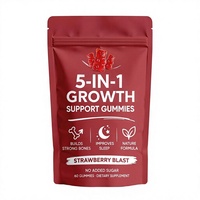 Kids Calcium D3 K2 Growth Gummies Strawberry Flavor Sugar Free Health Supplement Gummies for School Daily