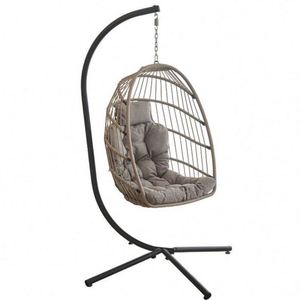 Chaise suspendue en métal pour balcon extérieur, chaise longue portable, hamac, balançoire de patio avec support et coussin - Product Image 1