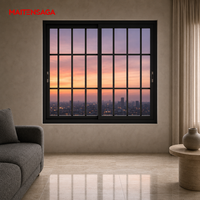 Fenêtre coulissante horizontale à deux panneaux en verre avec grille, options de couleur pour salon, chambre, villa