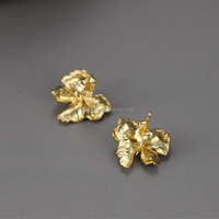 Lotus Fun Handmade Schmetterling Blume Smaragd Sonnenstein Ohr stecker 925 Sterling Silber 18 Karat vergoldet Fine Jewelry für Frauen
