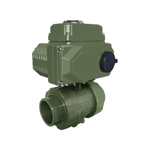 Vanne à bille électrique COVNA à commande urgente, 3 voies, en PVC-U, à filetage, actionnée électriquement, double union, motorisée - Product Image 1