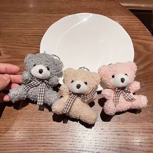 <b>Cute</b> Cartoon Mini <b>Bear</b> Short Plush Doll Toy Light Keychain Pendant with Bow Tie Cotton Material Wholesale - Product Image 4