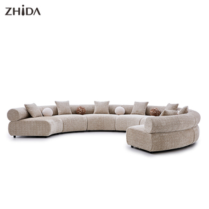 Set di Divani Moderni in Tessuto Curvo 1+2+3 con Base Dorata e Cuscini Morbidi per Soggiorno, Appartamento e Villa - Product Image 4